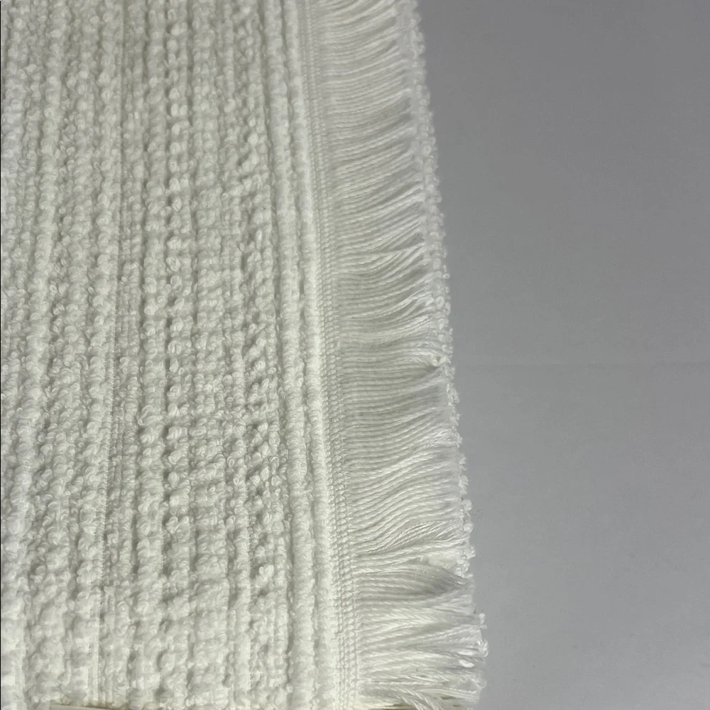 Bianca Bath Towels Luxurious White with Fringe Textured Portugal Set of 2 NEW